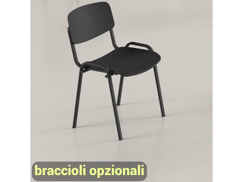 Sedia visitatore in PPL 4 gambe Milk Unisit nero MKPS/NE