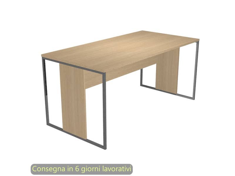 Scrivania piano rovere 160x80xH.74,4 cm gamba a pannello con anello in metallo antracite Blade Artexport – 413-C-AF