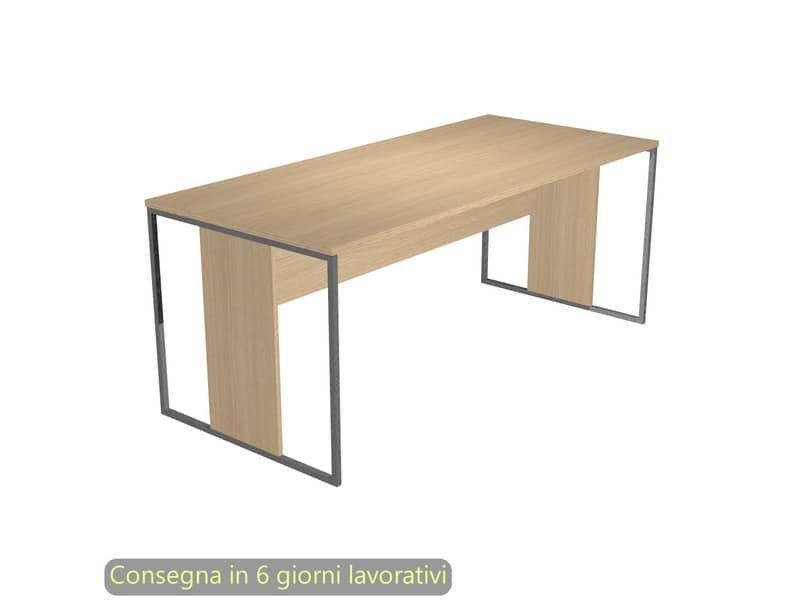 Scrivania piano rovere 180x80xH.74,4 cm gamba a pannello con anello in metallo antracite Blade Artexport – 415-C-AF