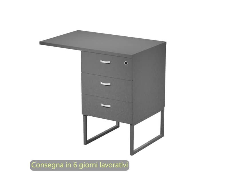 Cassettiera alta 3 cass. Top supp. met antr 80×50/50X80xH.74,4 cm montata Blade Artexport antracite 419MET+TOP80/T-AF