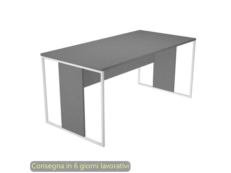 Scrivania piano antracite 160x80x74,4 cm gamba a pannello con anello in metallo bianco linea Blade Artexport – 413-T-AN