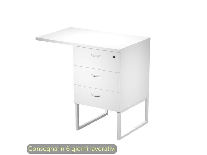 Cassettiera alta 3 cass. Top supp. met. bia. 80×50/50X80xH.74,4 cm montata Blade Artexport bianca 419MET+TOP80/3-AN