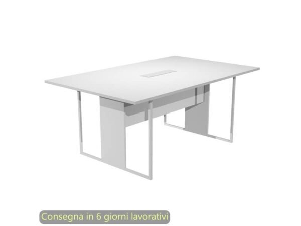 Tavolo riunioni con top access bianco 180x110xH.74,4 cm strut. metallo bianco Blade Artexport piano bianco