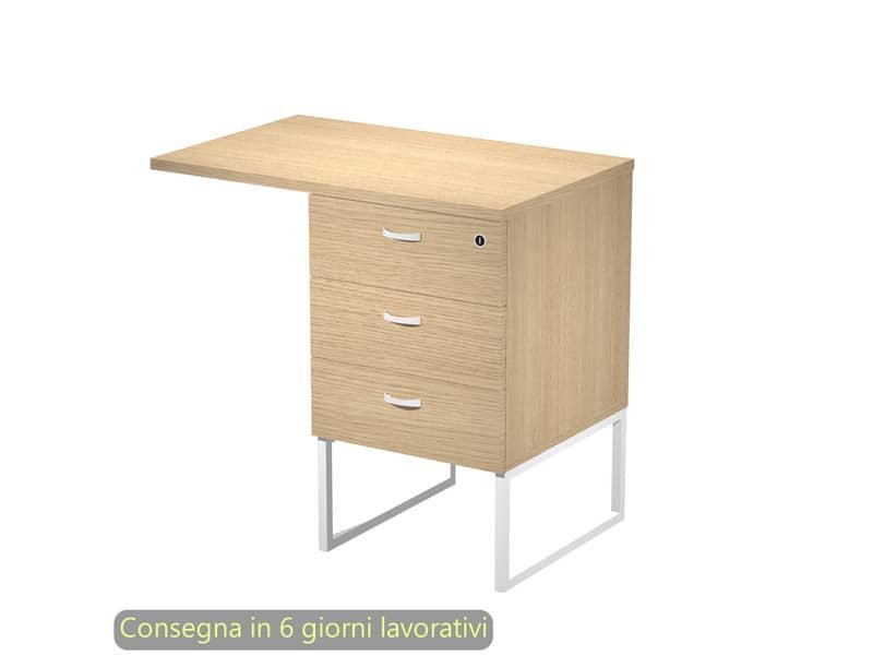 Cassettiera alta 3 cass. Top supp. met. bia. 80×50/50X80xH.74,4 cm montata Blade Artexport rovere 419MET+TOP80/C-AN