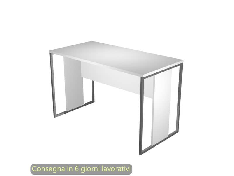 Scrivania piano bianco 120x60xH.74,4 cm gamba a pannello con anello in metallo antracite Blade Artexport – 484-3-AF