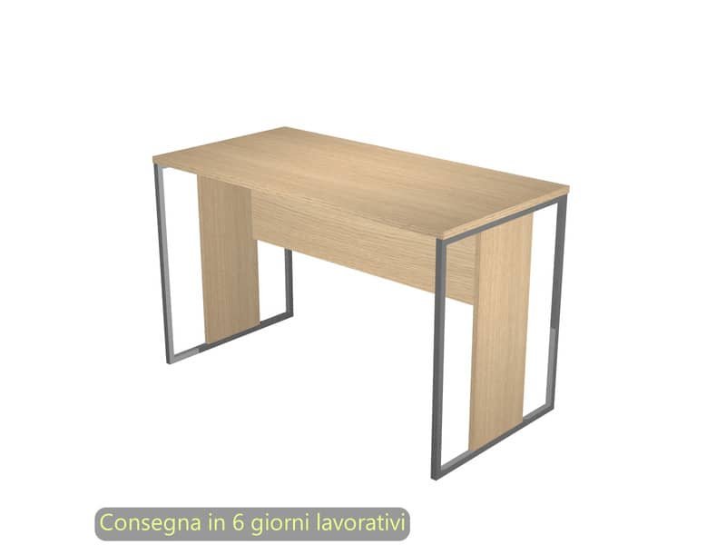 Scrivania piano rovere 120x60xH.74,4 cm gamba a pannello con anello in metallo antracite Blade Artexport – 484-C-AF