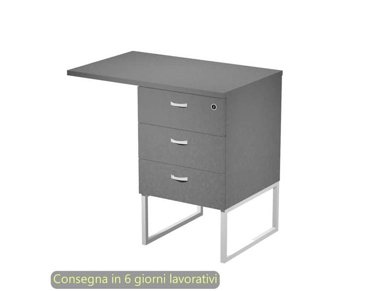 Cassettiera alta 3 cass. Top supp. met bia 80×50/50X80xH.74,4 cm montata Blade Artexport antracite – 419MET+TOP80/T-AN