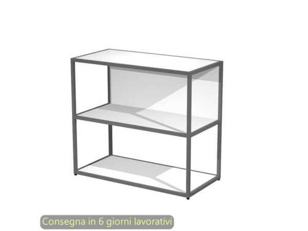 Libreria a giorno bassa 90x44xH.80 cm struttura metallo antracite Artexport Blade ripiani bianchi - 270-AF+RP4-3
