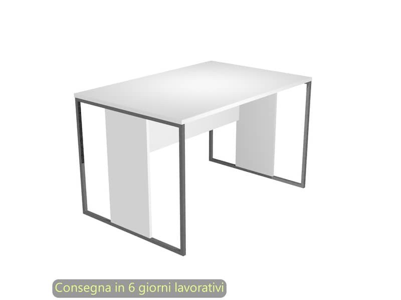 Scrivania piano bianco 120x80xH.74,4 cm gamba a pannello con anello in metallo antracite Blade Artexport – 414-3-AF