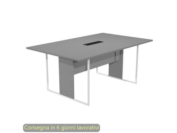 Tavolo riunioni con top access nero 180x110xH.74,4 cm strut. metallo bianco Blade Artexport piano antracite