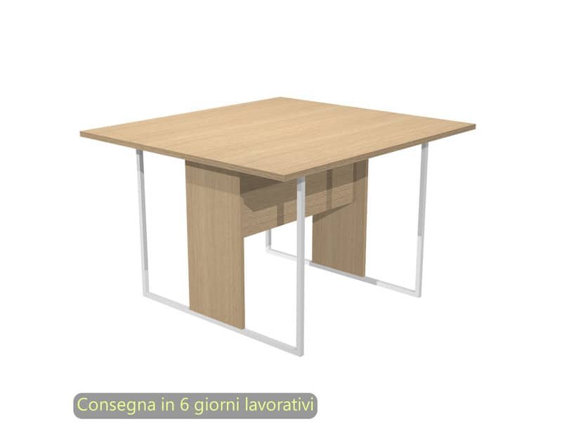 Tavolo riunioni 120x110xH.74,4 cm struttura metallo bianca Blade Artexport piano rovere – 424-C-AN