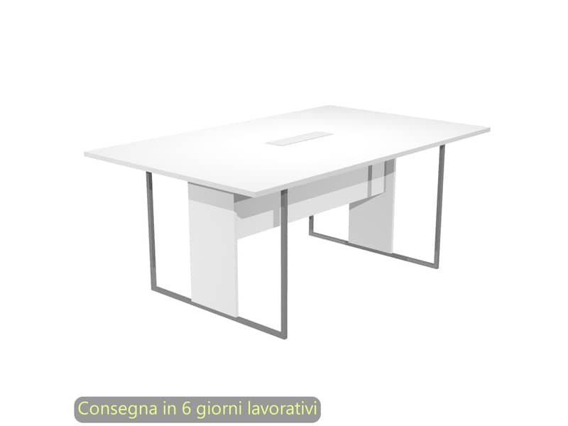 Tavolo riunioni con top access bianco 180x110xH.74,4 cm strut. met. antracite Blade Artexport piano bianco