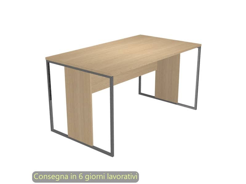 Scrivania piano rovere 140x80xH.74,4 cm gamba a pannello con anello in metallo antracite Blade Artexport – 412-C-AF