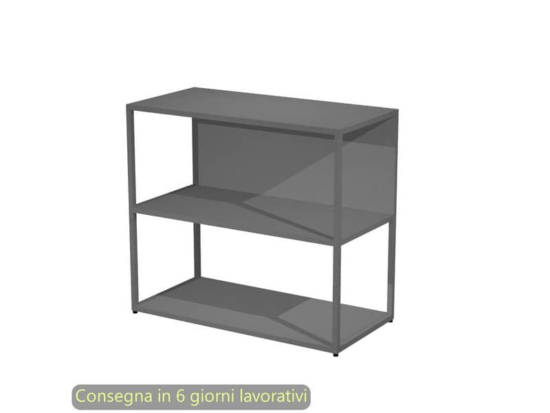 Libreria a giorno bassa 90x44xH.80 cm struttura metallo antracite Artexport Blade ripiani antracite – 270-AF+RP4-T