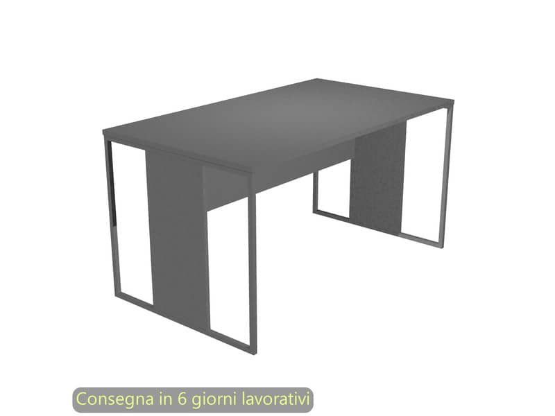 Scrivania piano antracite 140x80x74,4 cm gamba a pannello con anello in metallo antracite Blade Artexport – 412-T-AF