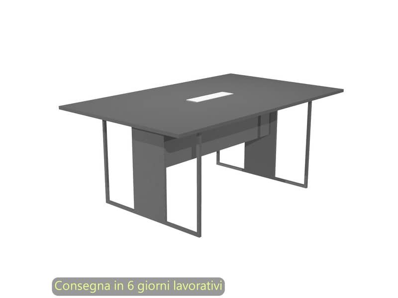 Tavolo riunioni con top access bianco 180x110xH.74,4 cm strut. met. antracite Blade Artexport piano antracite