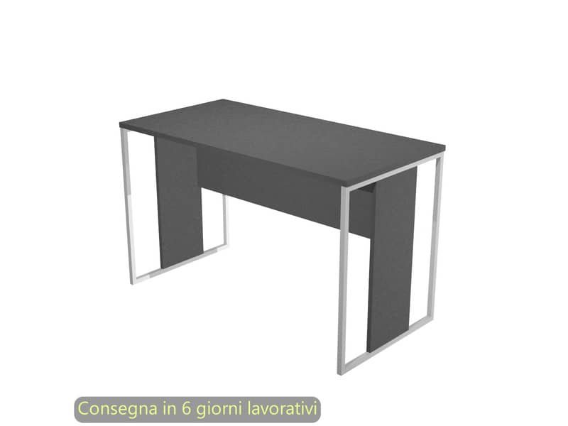 Scrivania piano antracite 120x60x74,4 cm gamba a pannello con anello in metallo bianco linea Blade Artexport – 484-T-AN