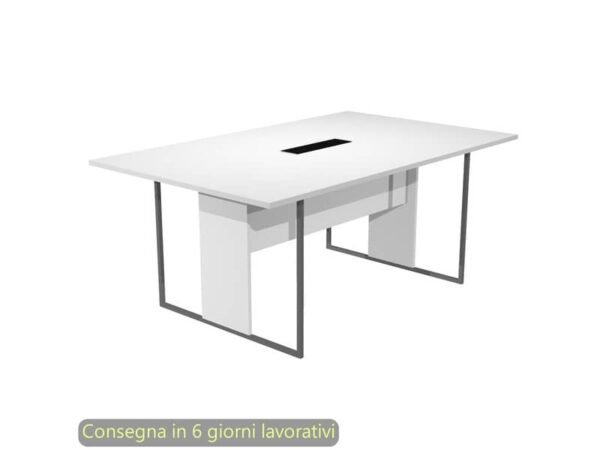 Tavolo riunioni con top access nero 180x110xH.74,4 cm strut. met. antracite Blade Artexport piano bianco