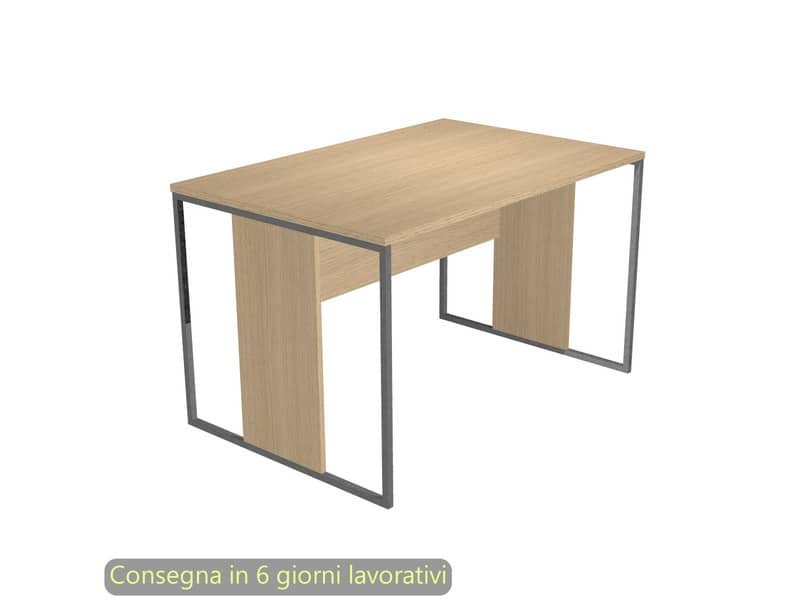 Scrivania piano rovere 120x80xH.74,4 cm gamba a pannello con anello in metallo antracite Blade Artexport – 414-C-AF