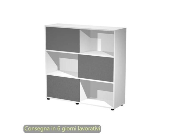 Libreria media 120x35xH.116,2 cm con 3 ante scorrevoli struttura bianca Blade Artexport ante antracite - 17065/3T