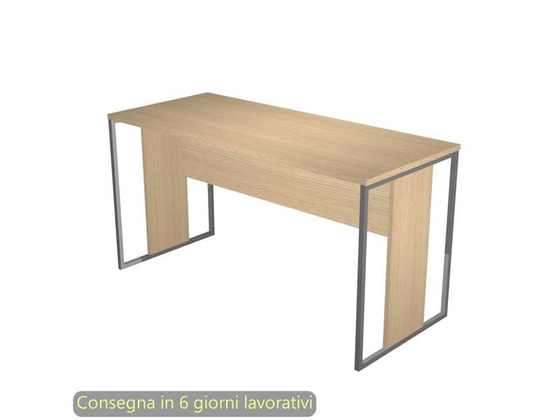 Scrivania piano rovere 140x60xH.74,4 cm gamba a pannello con anello in metallo antracite Blade Artexport – 482-C-AF