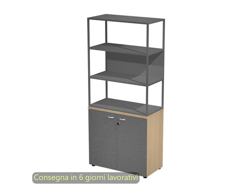 Armadio rovere ante antrac. con libreria media metallica antracite – ripiani antracite 90x46xH.204 cm Artexport Blade