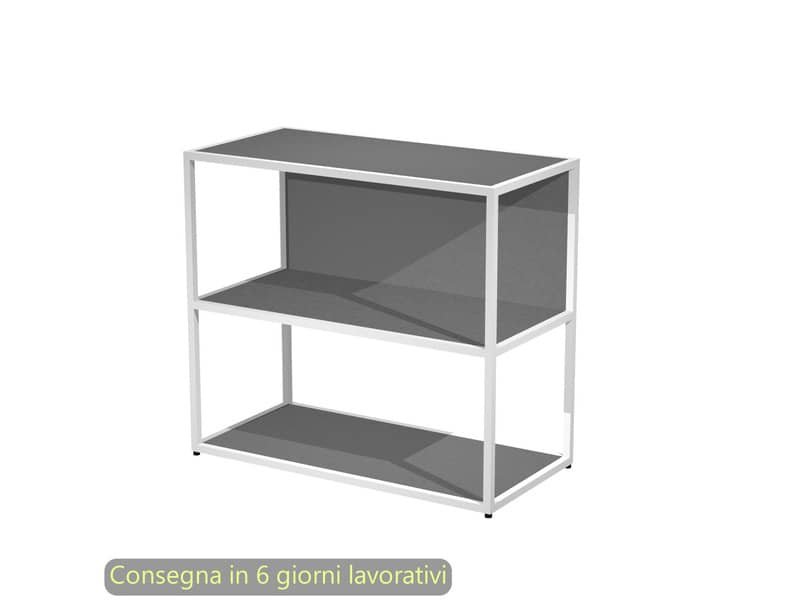 Libreria a giorno bassa 90x44xH.80 cm struttura metallo bianca Artexport Blade ripiani antracite – 270-AN+RP4-T