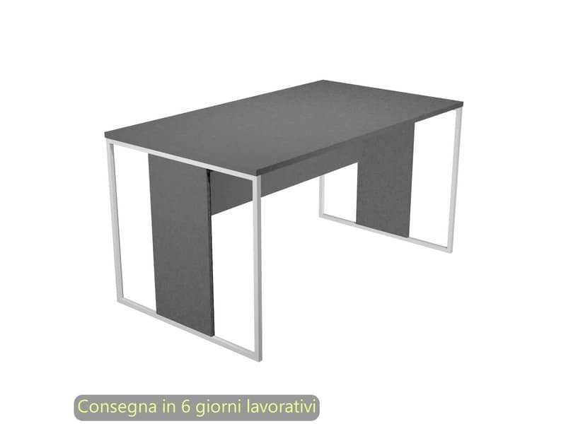 Scrivania piano antracite 140x80x74,4 cm gamba a pannello con anello in metallo bianco linea Blade Artexport – 412-T-AN