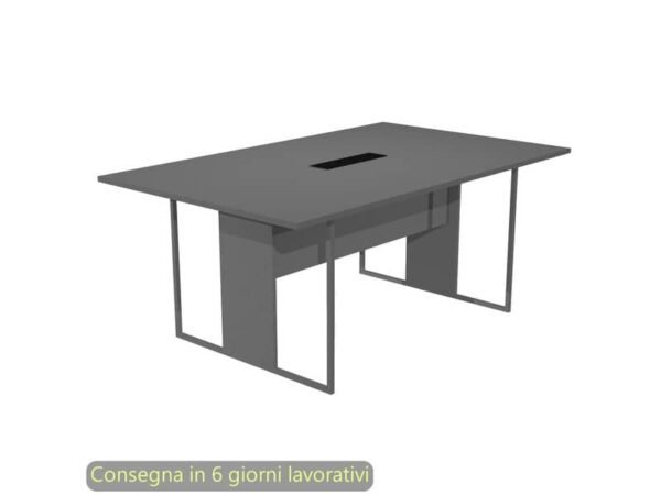 Tavolo riunioni con top access nero 180x110xH.74,4 cm strut. met. antracite Blade Artexport piano antracite