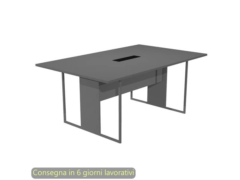 Tavolo riunioni con top access nero 180x110xH.74,4 cm strut. met. antracite Blade Artexport piano antracite