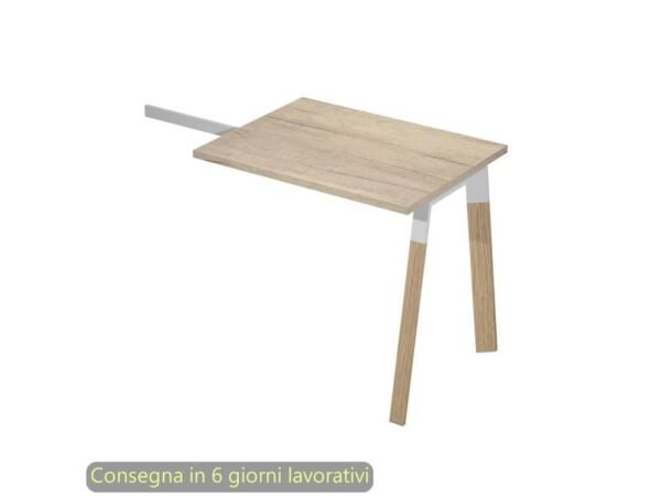 Allungo reversibile per scrivanie K73 Wood 60x80xH.74,4 cm gambe legno e met. bianco Artexport piano rovere canadese