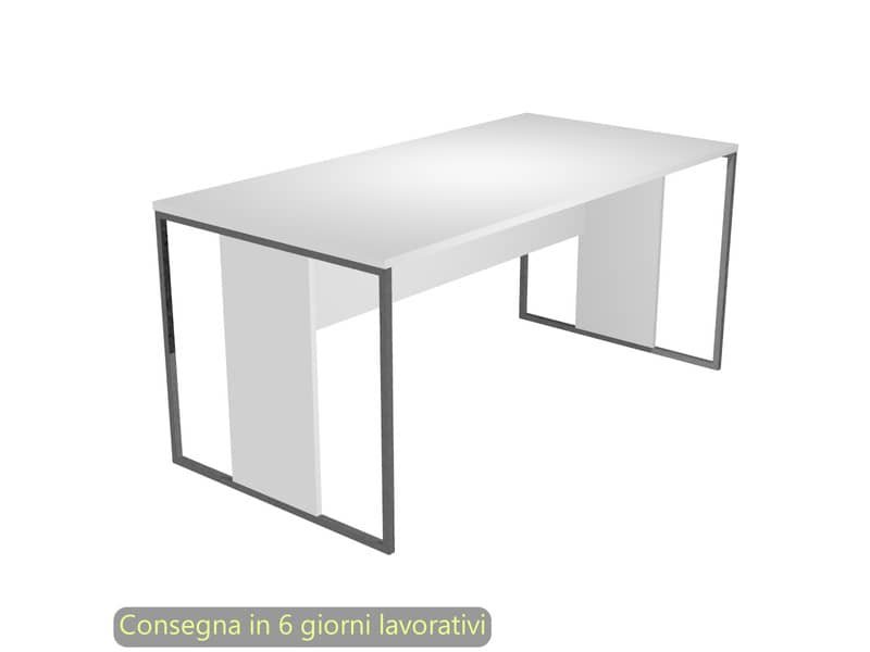 Scrivania piano bianco 160x80xH.74,4 cm gamba a pannello con anello in metallo antracite Blade Artexport – 413-3-AF