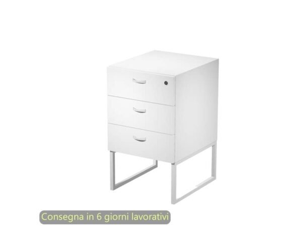 Cassettiera alta 3 cassetti supporto metallo bianco 41,5x50xH.72,2 cm montata Blade Artexport bianca - 419MET/3-AN