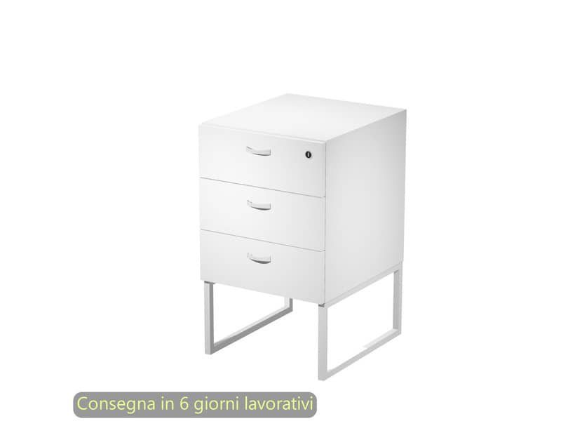 Cassettiera alta 3 cassetti supporto metallo bianco 41,5x50xH.72,2 cm montata Blade Artexport bianca – 419MET/3-AN