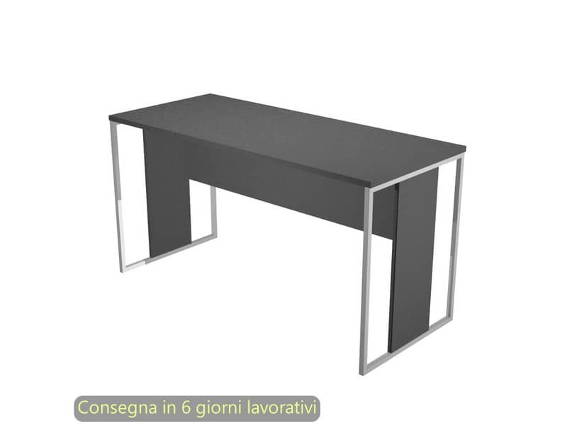 Scrivania piano antracite 140x60x74,4 cm gamba a pannello con anello in metallo bianco linea Blade Artexport – 482-T-AN
