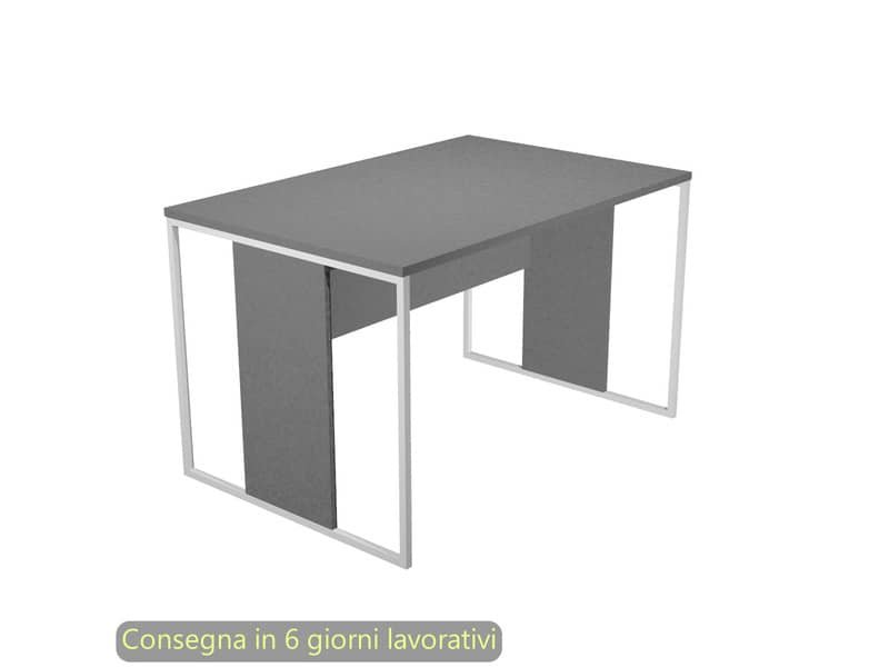 Scrivania piano antracite 120x80x74,4 cm gamba a pannello con anello in metallo bianco linea Blade Artexport – 414-T-AN
