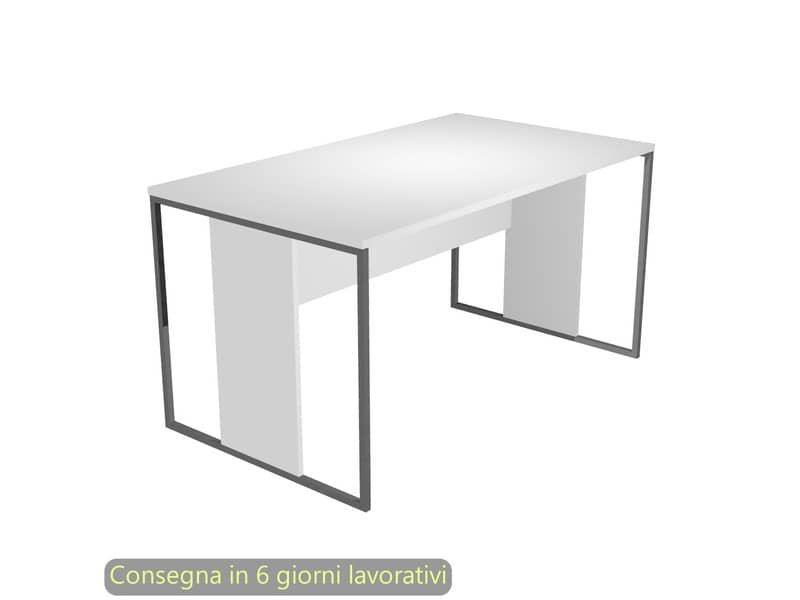 Scrivania piano bianco 140x80xH.74,4 cm gamba a pannello con anello in metallo antracite Blade Artexport – 412-3-AF