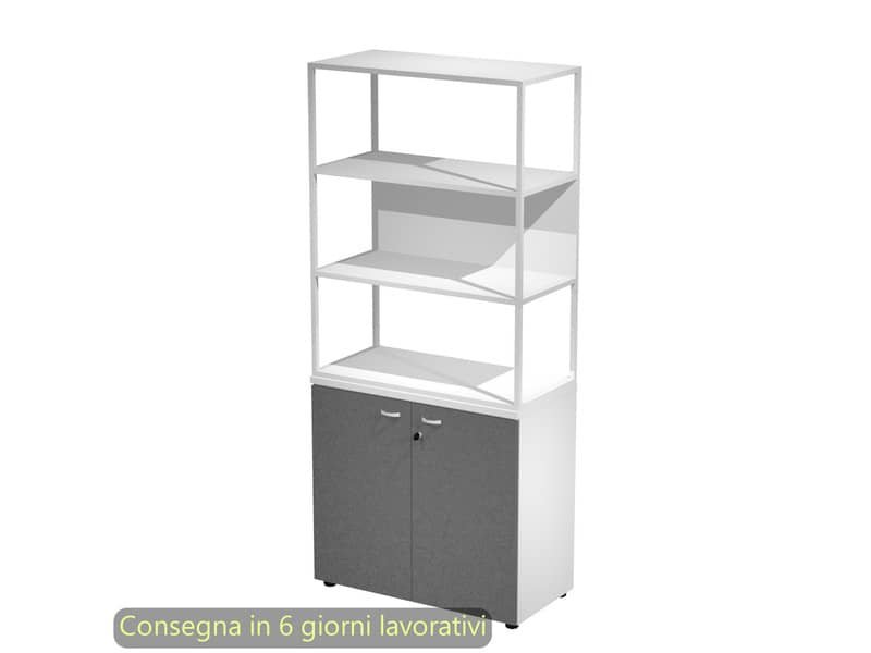 Armadio bianco ante antrac. con libreria media metallica bianca – ripiani bianchi 90x46xH.204 cm Artexport Blade