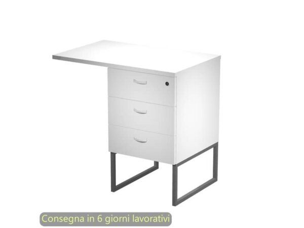 Cassettiera alta 3 cass. Top supp. met. antr 80x50/50X80xH.74,4 cm montata Blade Artexport bianca - 419MET+TOP80/3-AF