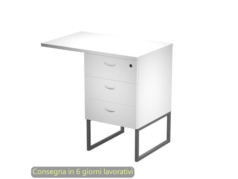 Cassettiera alta 3 cass. Top supp. met. antr 80×50/50X80xH.74,4 cm montata Blade Artexport bianca – 419MET+TOP80/3-AF