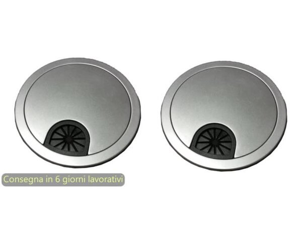 Coppia anelli passacavi per scrivania diametro 60 mm Blade Artexport grigio alluminio - PAS2-60