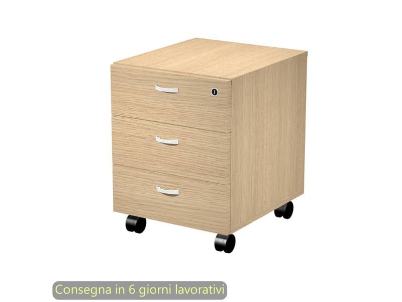 Cassettiera 3 cassetti su ruote 41,5×49,5xH.57,6 cm montata Blade Artexport rovere – 40019/C
