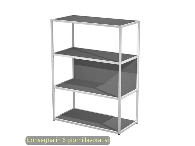 Libreria a giorno media 90x44xH.119 cm struttura metallo bianca Artexport Blade ripiani antracite – 280-AN+RP5-T
