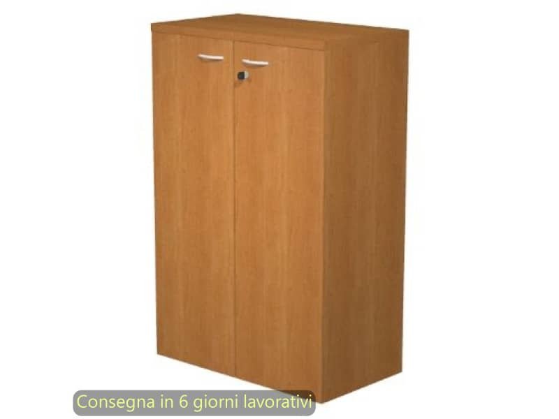 Mobile medio con ante con serratura 80x35xH.120 cm 2 ripiani Presto Artexport noce chiaro – 035-69M/4
