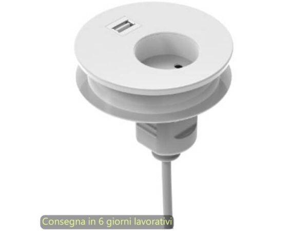 Slot passaspina diametro 80 mm, presa shuko + slot con USB Bridge Artexport bianco - 3-DEAA0001-EA
