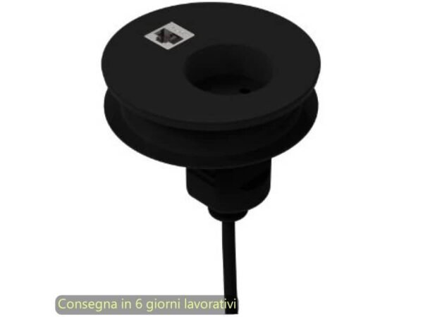 Slot passaspina diametro 80 mm, presa shuko + slot con presa di rete RJ45 Bridge Artexport nero - 3-DEAA0002-EB