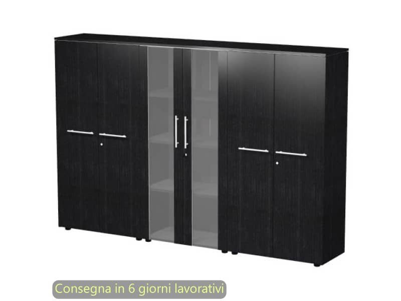 Composizione 3 armadi medi con ante 162,8x43xH.158,2 cm Flora Artexport nero venato frassino – 937T-73×2-74/8