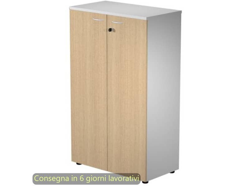 Mobile medio con serratura Presto 80x44xH.120 cm – struttura grigia Artexport ante rovere – 535-69M/C