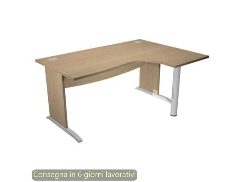 Scrivania penisola destra piano rovere 180×120/80/60xH.73 cm gamba ad L in melaminico Compact Flex – JPL/CP18SD/C