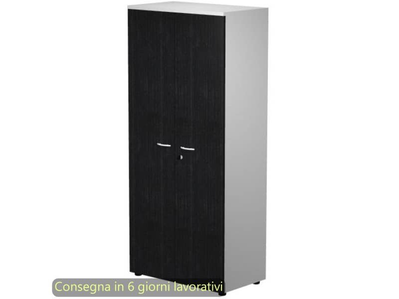 Mobile alto con serratura Presto 80x44xH.180 cm – struttura grigia Artexport ante nere – 538-39-75M/8
